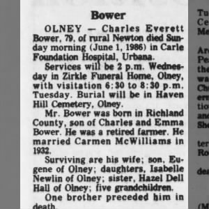 Obituary for Charles Evrtt Bower
