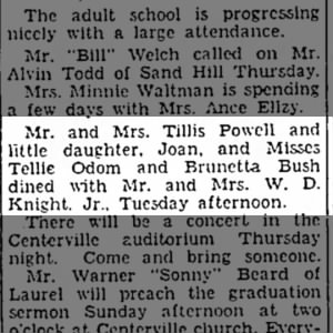 Mr. and Mrs. Tillis Powell and little daughter, Joan