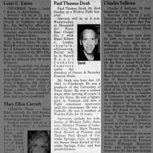 Obituary for Paul Thomas Denk