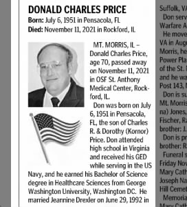 Obituary for Donald Charles Price