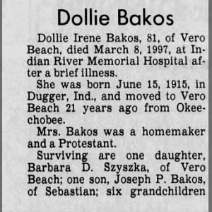 Obituary for Dollie Bakos