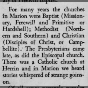 Brief History of Churches in Marion Area