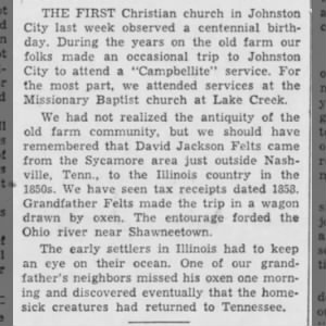 Centennial of First Christian Church in Johnston City