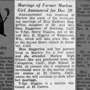 Marriage of Haggerton / Higgins