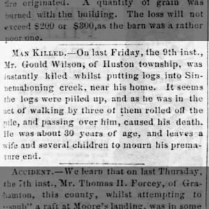 From page 5 of the Wednesday, Mar. 13, 1861 Raftsman's Journal (Clearfield, PA)