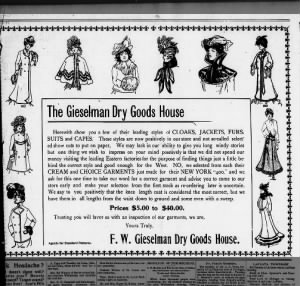 The Gieselman Dry Goods House - F W Gieselman Owner - 11 Oct 1901 - The Macon Times-Democrat - Pg7