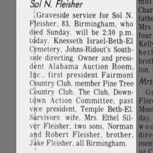 Obituary for Sol N Fleisher