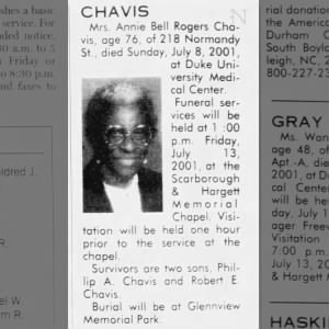 Obituary for Annie Bell Rogers CHAVIS