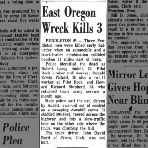 East Oregon Wreck Kills 3