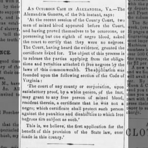 Octoroon Case VA July 1860