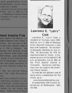 Obituary for Lawrence E Cook