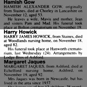 Obituary for HARRY JAMES Howick