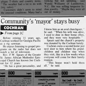 'Mayor' of Cochrantown (continued)