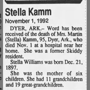 Stella KAMM (Martin KAMM's wife) death