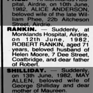 Obituary for ROBERT RANKIN