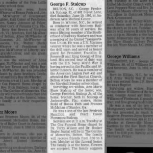 Obituary for George Frederick Stalcup