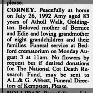 Obituary for Amy CORNEY