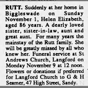 Obituary for Helen RUTT