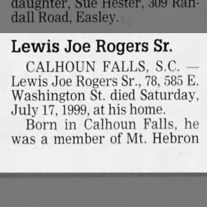 Obituary for Lewis Joe Rogers Sr