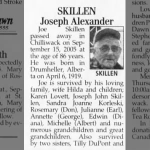 Obituary for Joseph Alexander Joe SKIT I