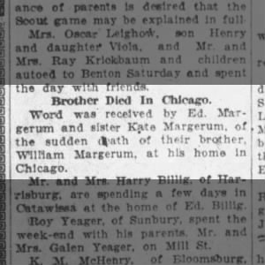 Ed Margerum and Kate Margerum received word of William Margerum death 