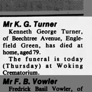 Obituary for Kenneth George Turner