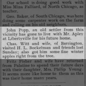 John Popp Headed to Libertyville Poor Farm