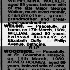 Obituary for WILLIAM WELSH