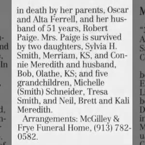 Obituary for Paige