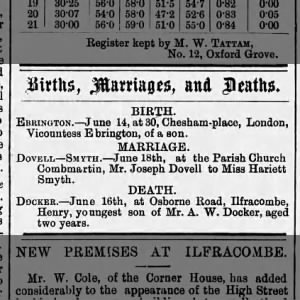 1888 Mar - Joseph Dovell to Harriet Smyth