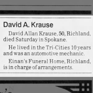 David A. Krause death notice