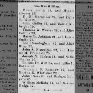 Thomas W. Weaver and Alice Collins Married 