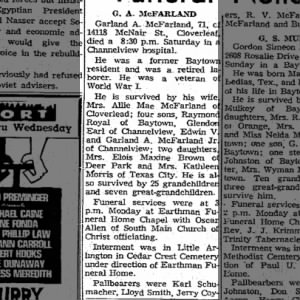 Obituary for G. A. McFAKLAND