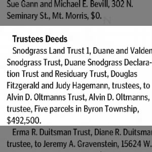 Snodgrass Land Trust 1 Change
