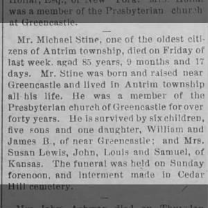 Obituary for Michael Stine