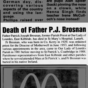 Fr Patrick Brosnan Obituary