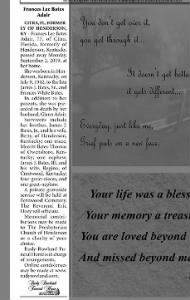 Obituary for Frances Lee Bates Adair