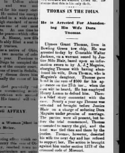 Ulysses Grant Thomas wife abandonment