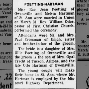 Marriage of Poetting / Hartman