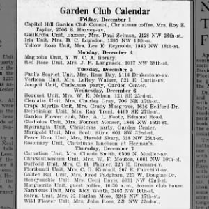 Garden Club Calendar