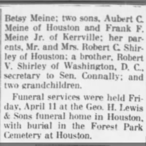 Obituary for Betsy Meinc