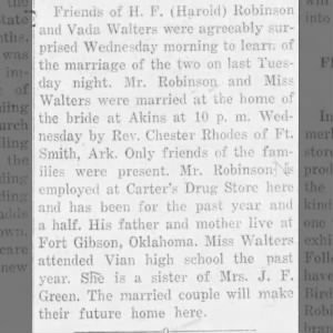 Marriage of Vada Walters
