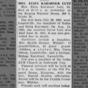 Obituary for ELIZA Karshner laitz