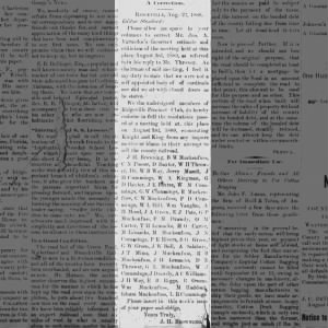 A Correction (Letter to the Editor) re Mtg of Aug 3, 1889