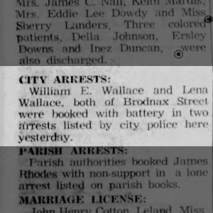 Wallace, William E - 1962 0815 Arrest with Lena