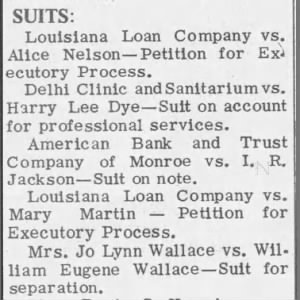 Wallace, William Eugene - 1968 0222 Suit for Separation White