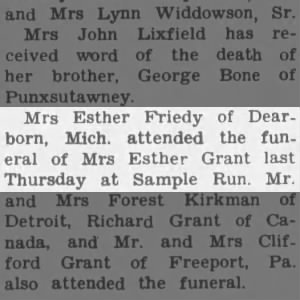 Esther Friedy Attended Esther Grant's Funeral