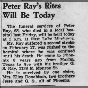 Obituary for Peter Ray
