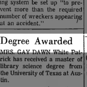 Degree Awarded, May 31, 1971