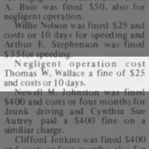 Wallace, Thomas W - 1974 0723 Legal Issue
